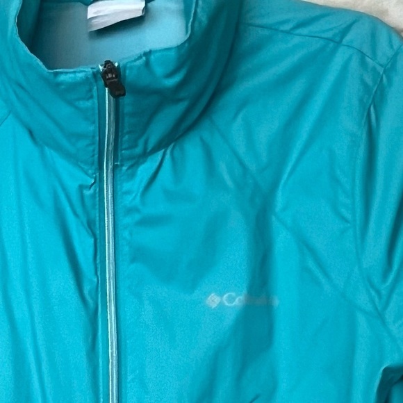 Columbia Nylon Blue Rain Wind Coat Large Packable - Picture 3 of 16